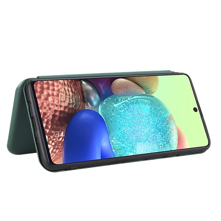 For Samsung Galaxy M51 (Side Fingerprint) Carbon Fiber Texture Horizontal Flip TPU + PC + PU Leather Case with Card Slot