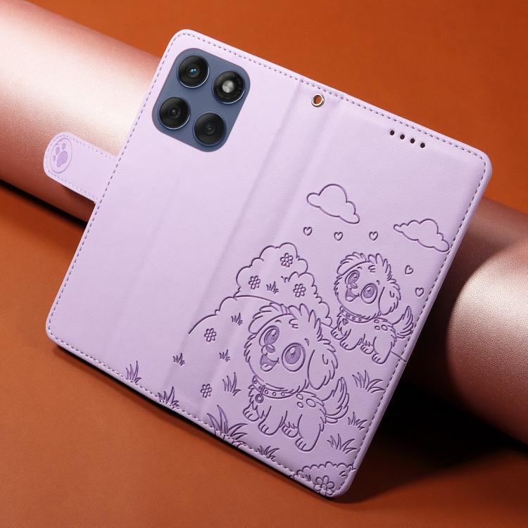 For Motorola Edge 60 Fusion 5G / 60 Pro Embossed Heart Dog RFID Blocking Wallet Leather Phone Case