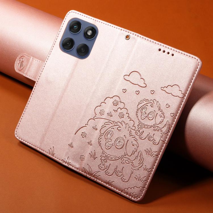 For Motorola Edge 60 Fusion 5G / 60 Pro Embossed Heart Dog RFID Blocking Wallet Leather Phone Case