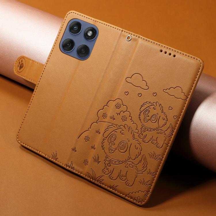 For Motorola Edge 60 Fusion 5G / 60 Pro Embossed Heart Dog RFID Blocking Wallet Leather Phone Case