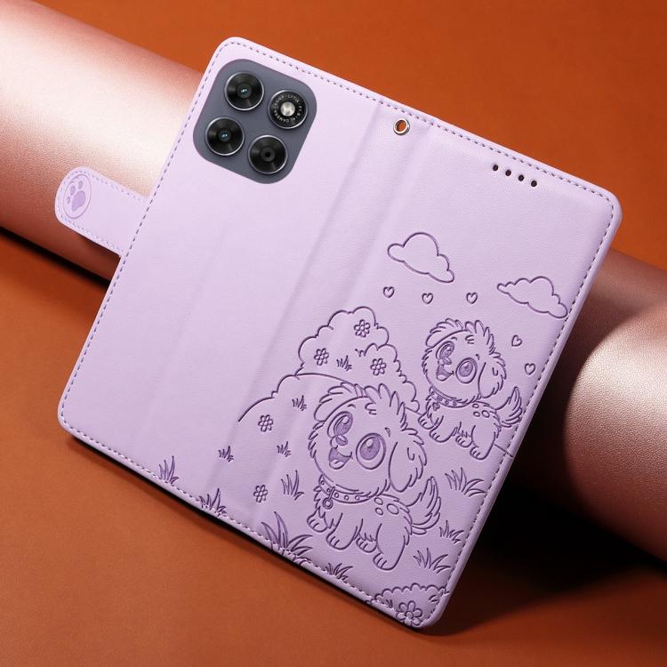 For Motorola Moto G67 / G77 5G Embossed Heart Dog RFID Blocking Wallet Leather Phone Case