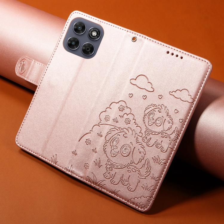 For Motorola Moto G67 / G77 5G Embossed Heart Dog RFID Blocking Wallet Leather Phone Case