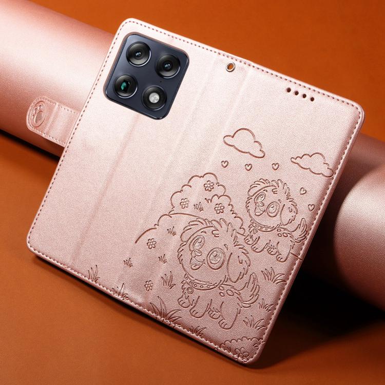 For Motorola Signature 5G / X70 Air Pro Embossed Heart Dog RFID Blocking Wallet Leather Phone Case