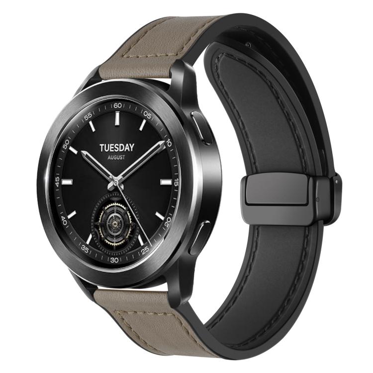 22mm xDfind Crazy Horse Pattern Silicone Skin Magnetic Buckle Watch Band
