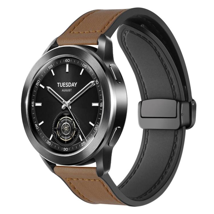 22mm xDfind Crazy Horse Pattern Silicone Skin Magnetic Buckle Watch Band