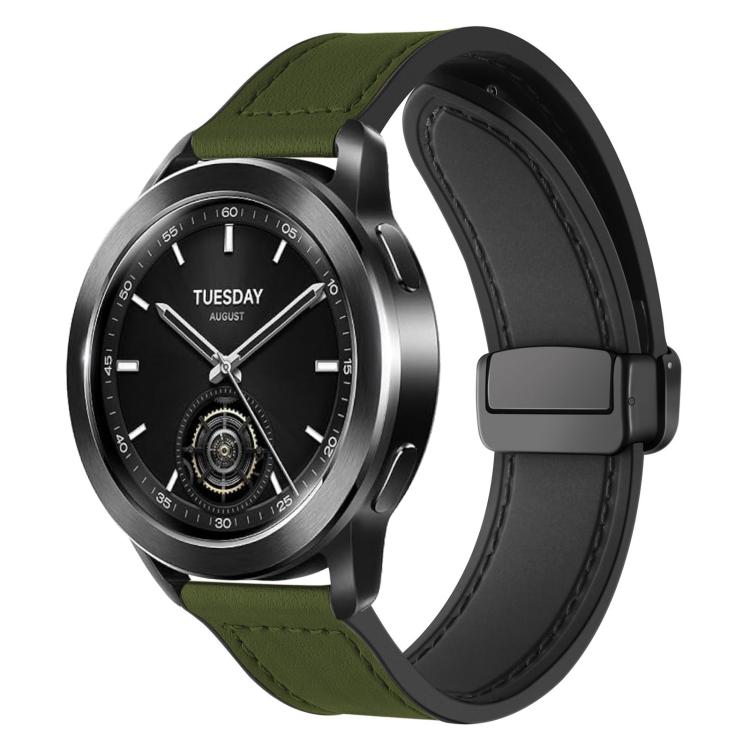 22mm xDfind Crazy Horse Pattern Silicone Skin Magnetic Buckle Watch Band