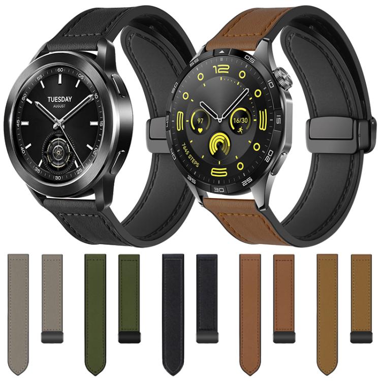 22mm xDfind Crazy Horse Pattern Silicone Skin Magnetic Buckle Watch Band