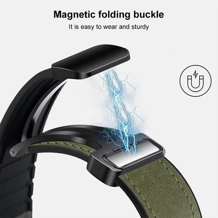 22mm xDfind Crazy Horse Pattern Silicone Skin Magnetic Buckle Watch Band