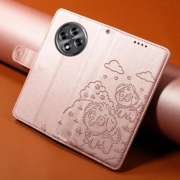 For Realme 13 5G / 12 5G Global Embossed Heart Dog RFID Blocking Wallet Leather Phone Case