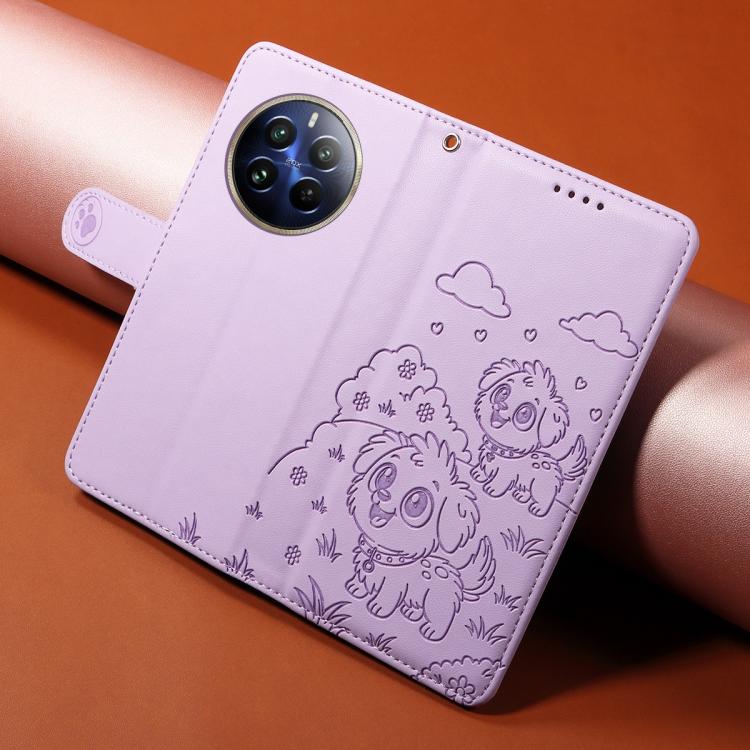 For Realme 13 Pro Global / Pro+ 5G Embossed Heart Dog RFID Blocking Wallet Leather Phone Case