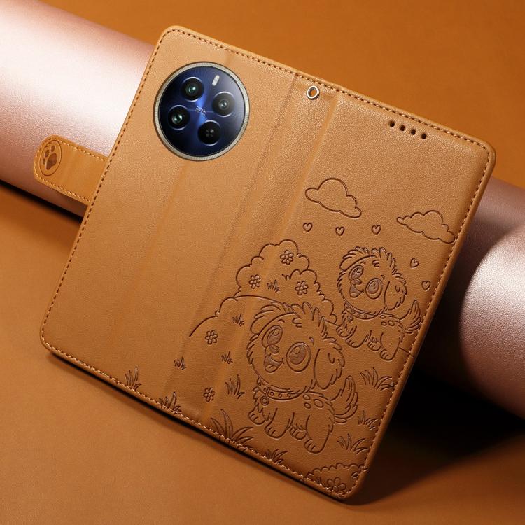 For Realme 13 Pro Global / Pro+ 5G Embossed Heart Dog RFID Blocking Wallet Leather Phone Case