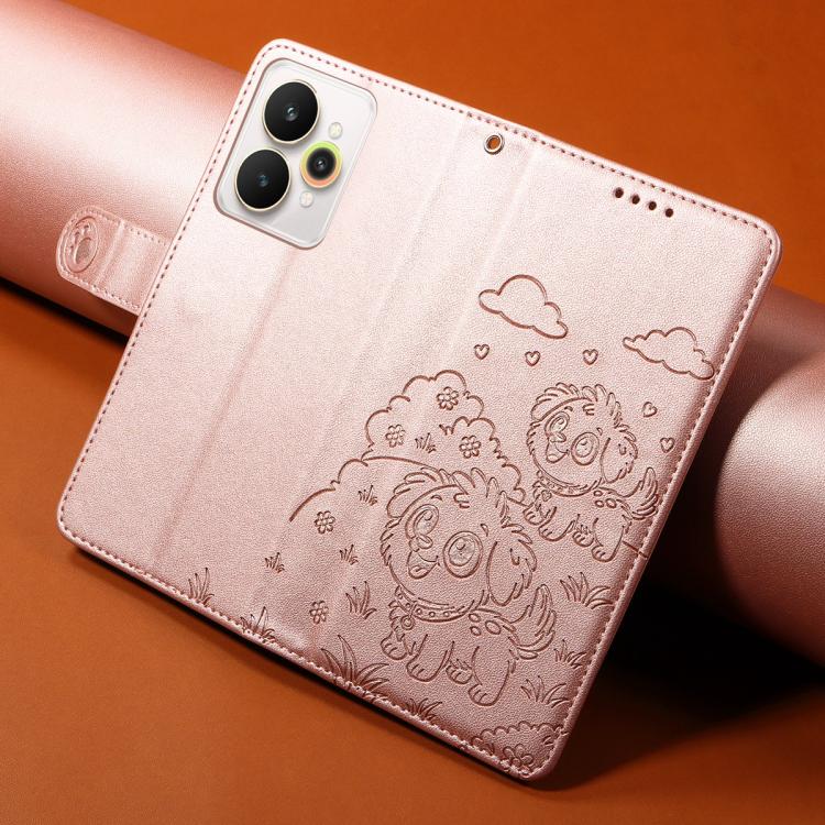 For Realme 15 5G / 15 Pro 5G Global Embossed Heart Dog RFID Blocking Wallet Leather Phone Case