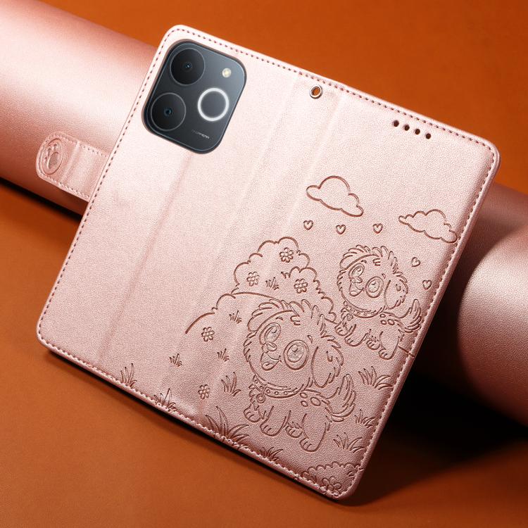 For Realme Narzo 80 Lite 4G / Note 70T Embossed Heart Dog RFID Blocking Wallet Leather Phone Case