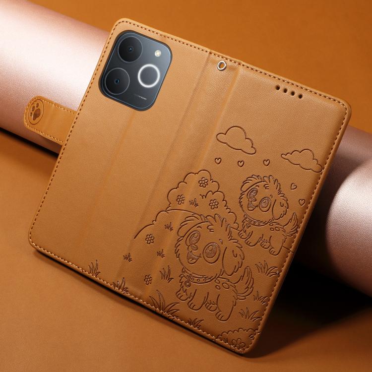 For Realme Narzo 80 Lite 4G / Note 70T Embossed Heart Dog RFID Blocking Wallet Leather Phone Case