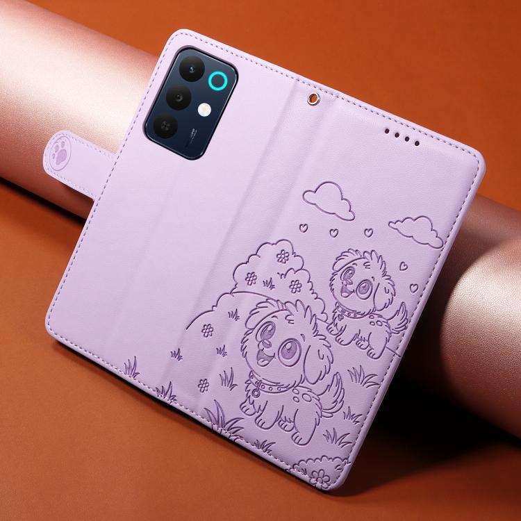 For Realme 15X 5G India / C85 5G Embossed Heart Dog RFID Blocking Wallet Leather Phone Case