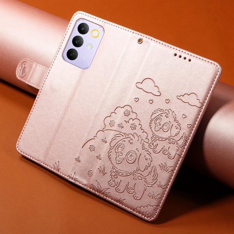 For Realme C85 Pro 4G Embossed Heart Dog RFID Blocking Wallet Leather Phone Case