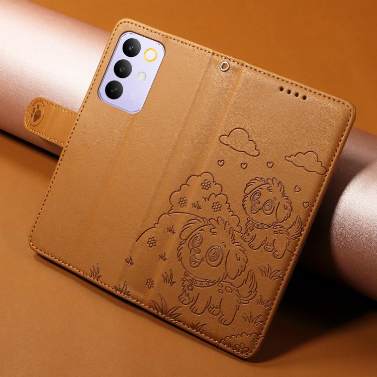 For Realme C85 Pro 4G Embossed Heart Dog RFID Blocking Wallet Leather Phone Case