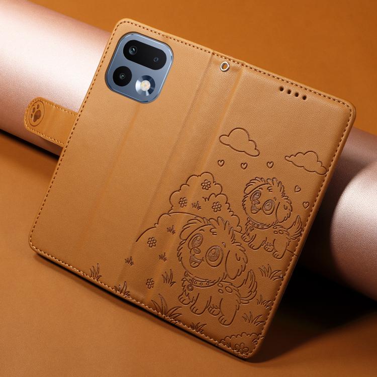 For Realme 16 Pro 5G Global Embossed Heart Dog RFID Blocking Wallet Leather Phone Case