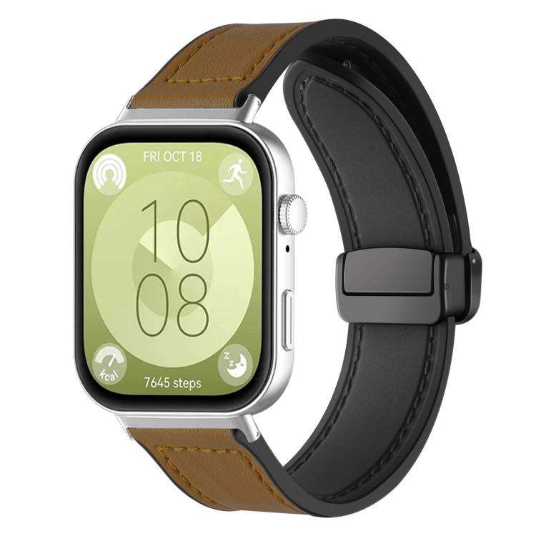 For Huawei Watch Fit4 Pro / Fit4 / Fit3 xDfind Crazy Horse Pattern Silicone Skin Magnetic Buckle Watch Band