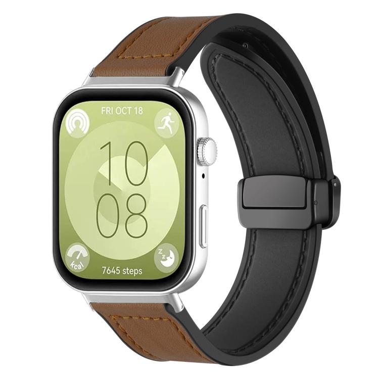 For Huawei Watch Fit4 Pro / Fit4 / Fit3 xDfind Crazy Horse Pattern Silicone Skin Magnetic Buckle Watch Band