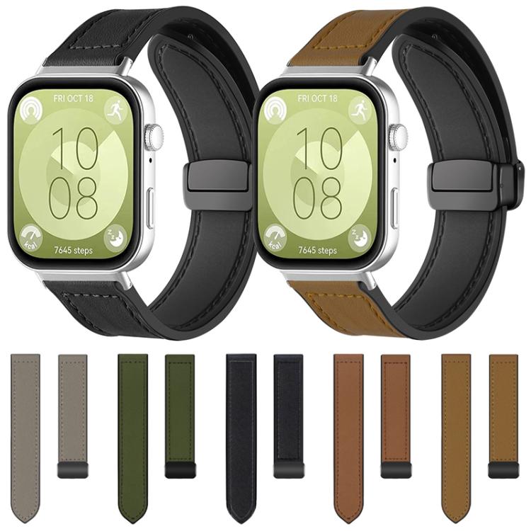 For Huawei Watch Fit4 Pro / Fit4 / Fit3 xDfind Crazy Horse Pattern Silicone Skin Magnetic Buckle Watch Band
