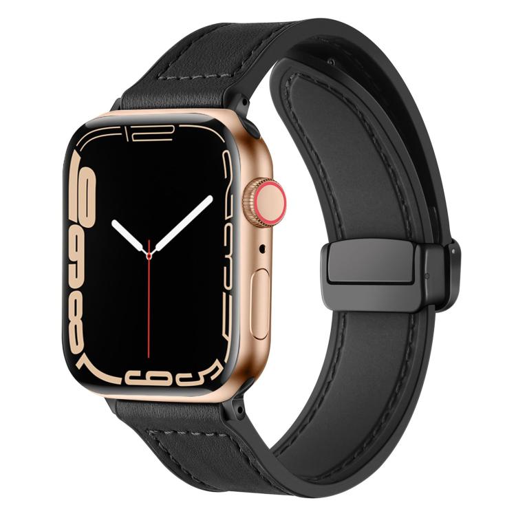 For Apple Watch 38 / 40 / 41 / S10 42mm xDfind Crazy Horse Pattern Silicone Skin Magnetic Buckle Watch Band