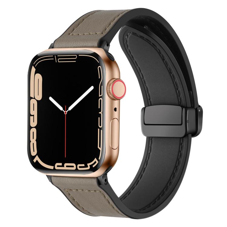 For Apple Watch 38 / 40 / 41 / S10 42mm xDfind Crazy Horse Pattern Silicone Skin Magnetic Buckle Watch Band
