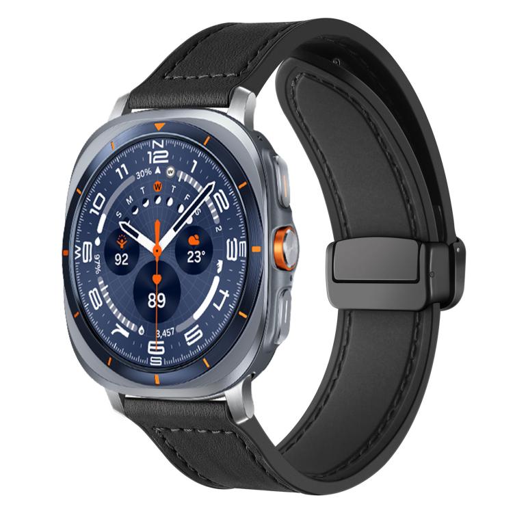 For Samsung Galaxy Watch Ultra / Ultra 2025 xDfind Crazy Horse Pattern Silicone Skin Magnetic Buckle Watch Band
