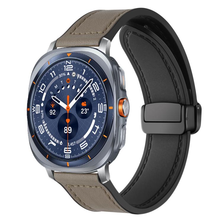For Samsung Galaxy Watch Ultra / Ultra 2025 xDfind Crazy Horse Pattern Silicone Skin Magnetic Buckle Watch Band