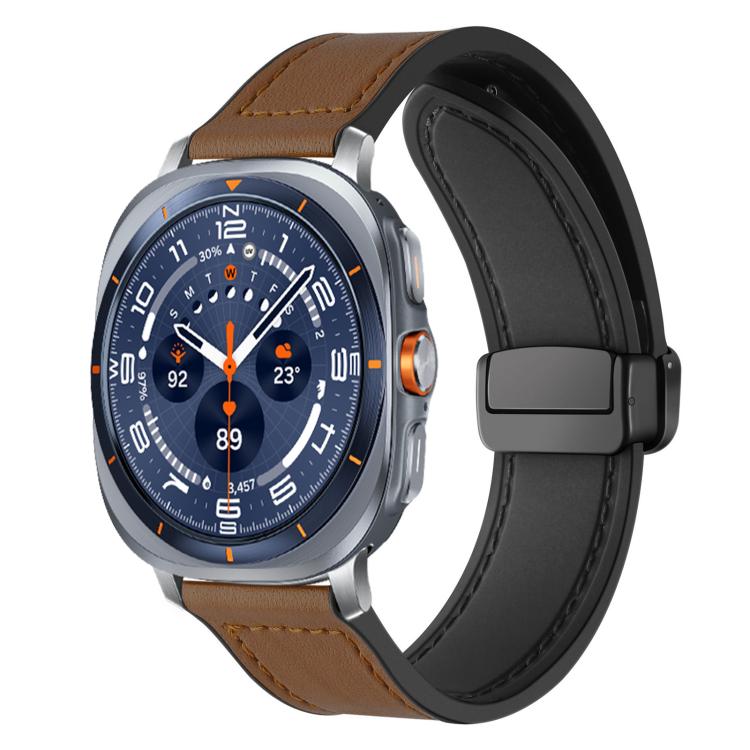 For Samsung Galaxy Watch Ultra / Ultra 2025 xDfind Crazy Horse Pattern Silicone Skin Magnetic Buckle Watch Band