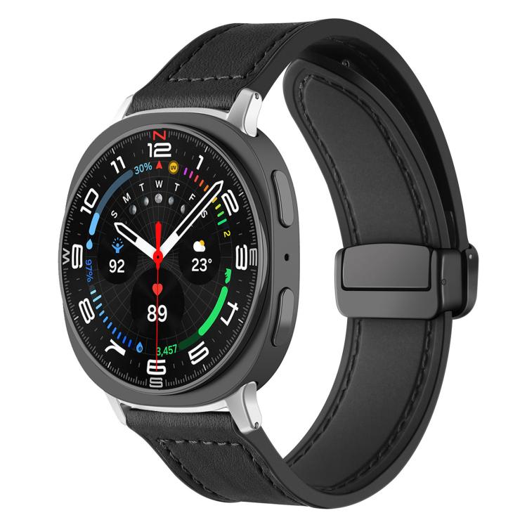 For Samsung Galaxy Watch8 / 8 Classic xDfind Crazy Horse Pattern Silicone Skin Magnetic Buckle Watch Band