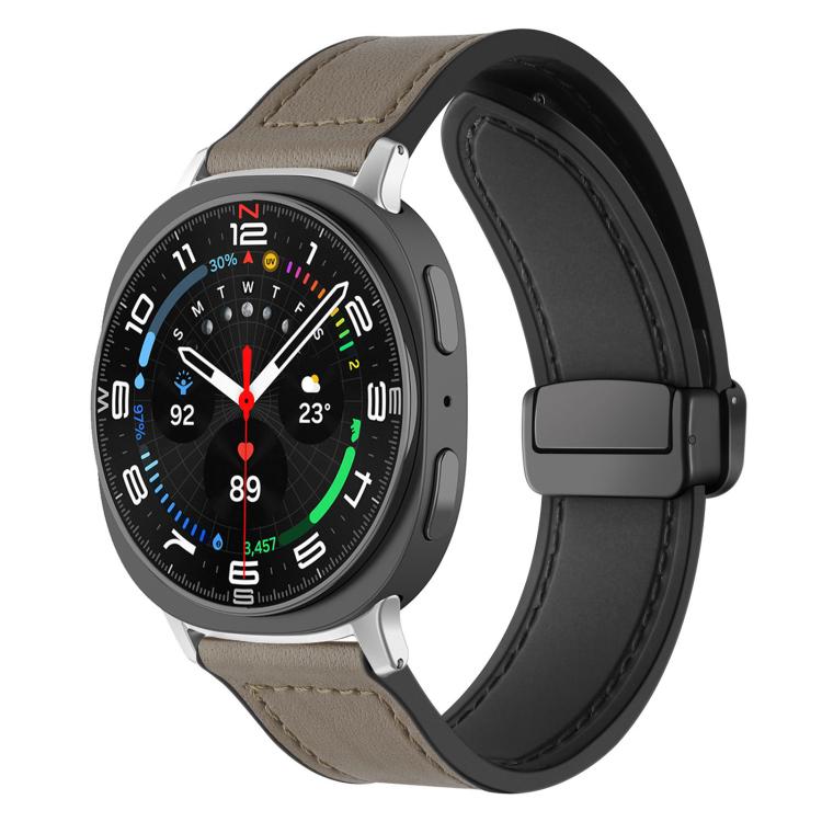 For Samsung Galaxy Watch8 / 8 Classic xDfind Crazy Horse Pattern Silicone Skin Magnetic Buckle Watch Band
