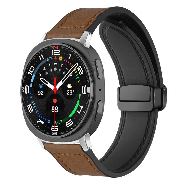 For Samsung Galaxy Watch8 / 8 Classic xDfind Crazy Horse Pattern Silicone Skin Magnetic Buckle Watch Band