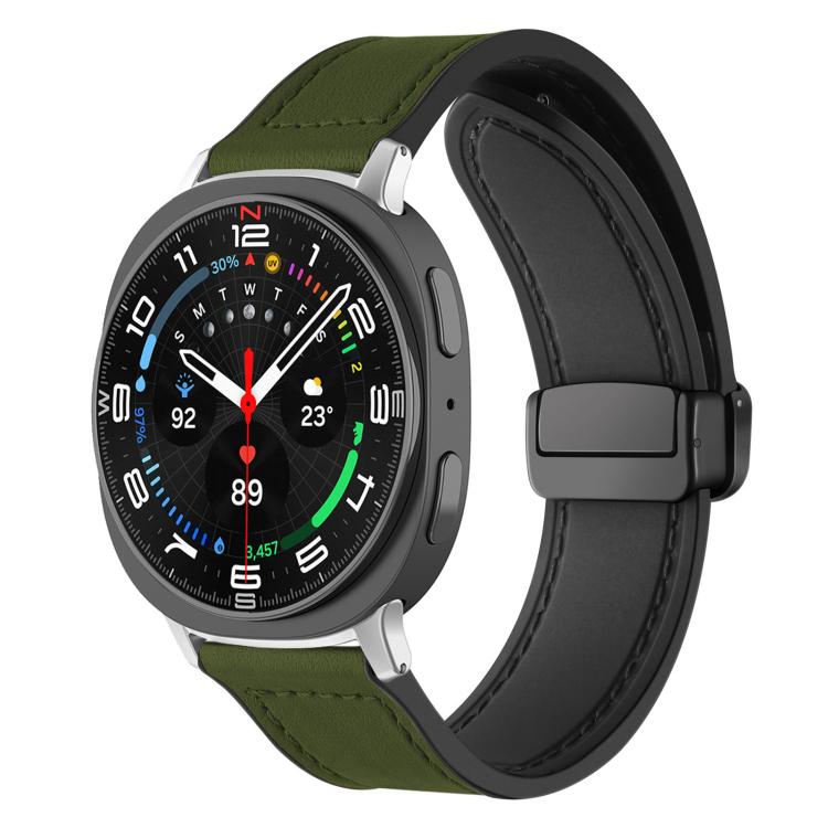 For Samsung Galaxy Watch8 / 8 Classic xDfind Crazy Horse Pattern Silicone Skin Magnetic Buckle Watch Band