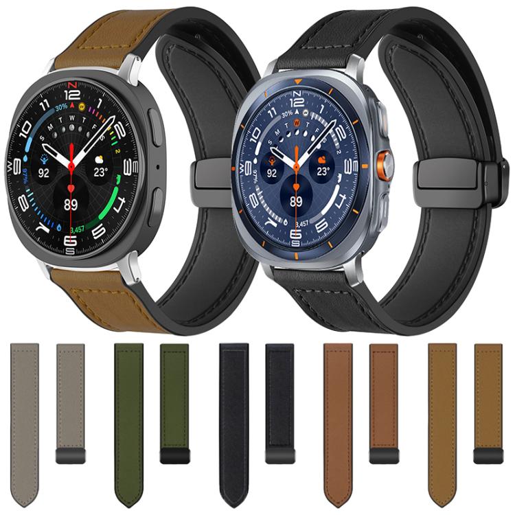 For Samsung Galaxy Watch Ultra / Ultra 2025 xDfind Crazy Horse Pattern Silicone Skin Magnetic Buckle Watch Band