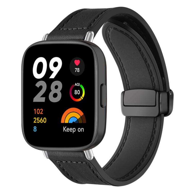 For Redmi Watch 3 xDfind Crazy Horse Pattern Silicone Skin Magnetic Buckle Watch Band