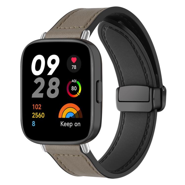 For Redmi Watch 3 xDfind Crazy Horse Pattern Silicone Skin Magnetic Buckle Watch Band