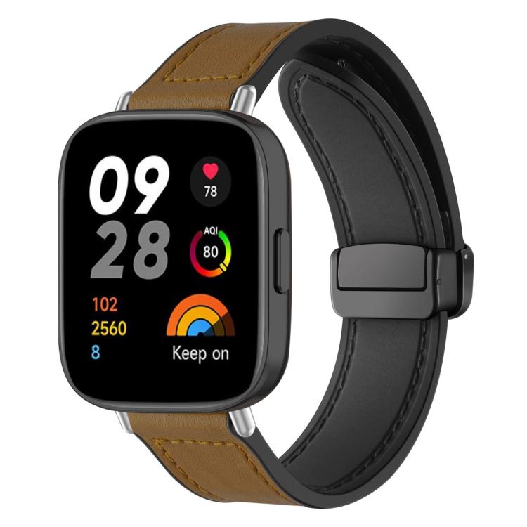 For Redmi Watch 3 xDfind Crazy Horse Pattern Silicone Skin Magnetic Buckle Watch Band