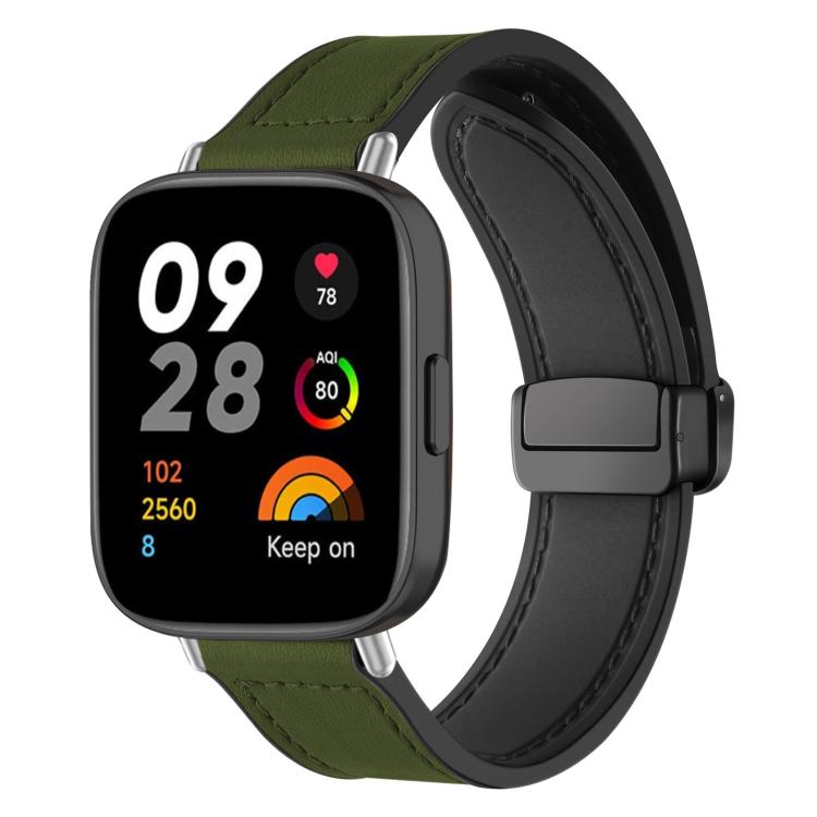 For Redmi Watch 3 xDfind Crazy Horse Pattern Silicone Skin Magnetic Buckle Watch Band