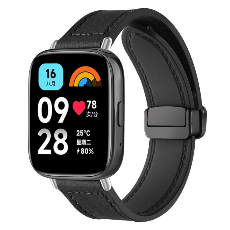 For Redmi Watch 3 Active / Watch 3 Lite xDfind Crazy Horse Pattern Silicone Skin Magnetic Buckle Watch Band