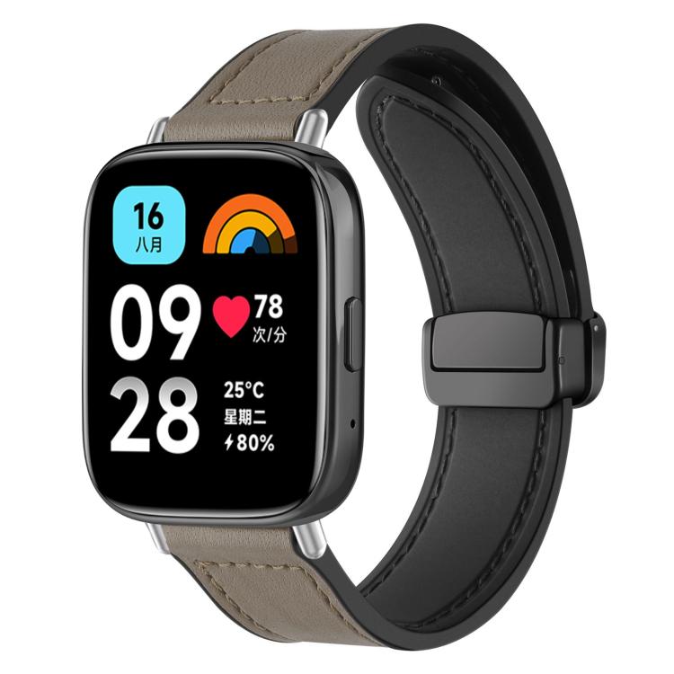 For Redmi Watch 3 Active / Watch 3 Lite xDfind Crazy Horse Pattern Silicone Skin Magnetic Buckle Watch Band