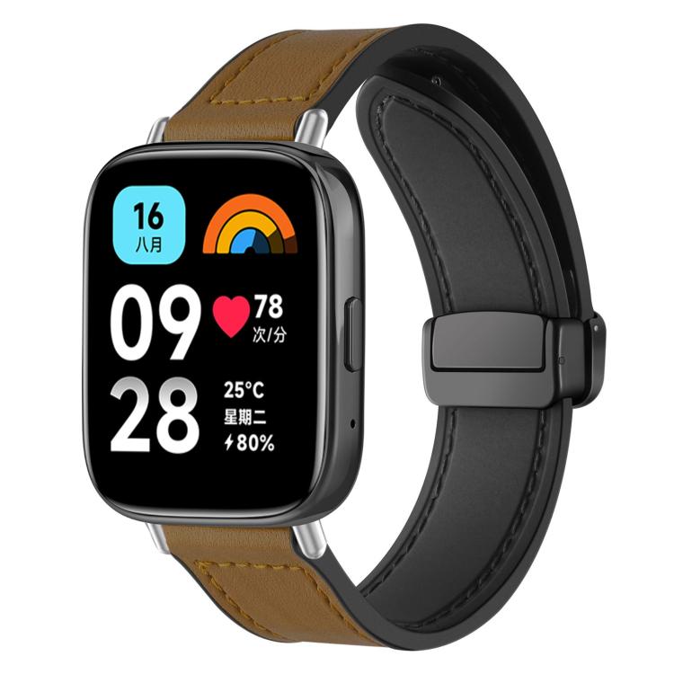 For Redmi Watch 3 Active / Watch 3 Lite xDfind Crazy Horse Pattern Silicone Skin Magnetic Buckle Watch Band