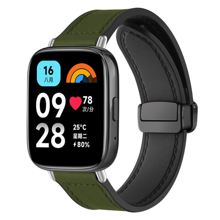 For Redmi Watch 3 Active / Watch 3 Lite xDfind Crazy Horse Pattern Silicone Skin Magnetic Buckle Watch Band