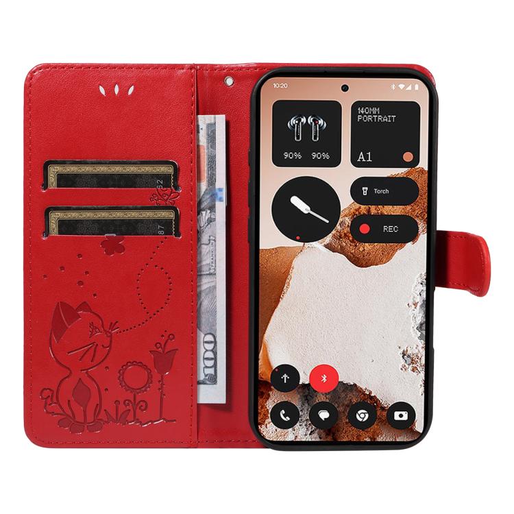 For Nothing CMF Phone 2 Pro Cat and Bee Embossed Flip Leather Phone Case