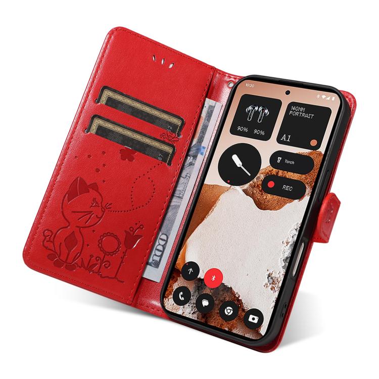 For Nothing CMF Phone 2 Pro Cat and Bee Embossed Flip Leather Phone Case