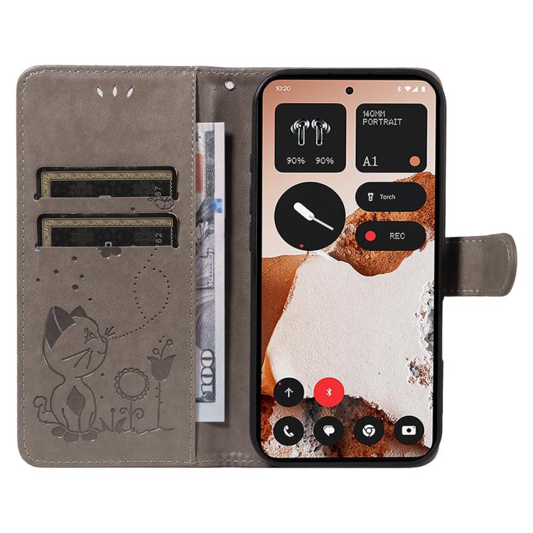For Nothing CMF Phone 2 Pro Cat and Bee Embossed Flip Leather Phone Case