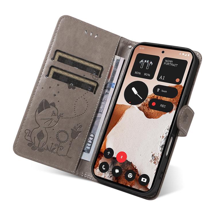 For Nothing CMF Phone 2 Pro Cat and Bee Embossed Flip Leather Phone Case