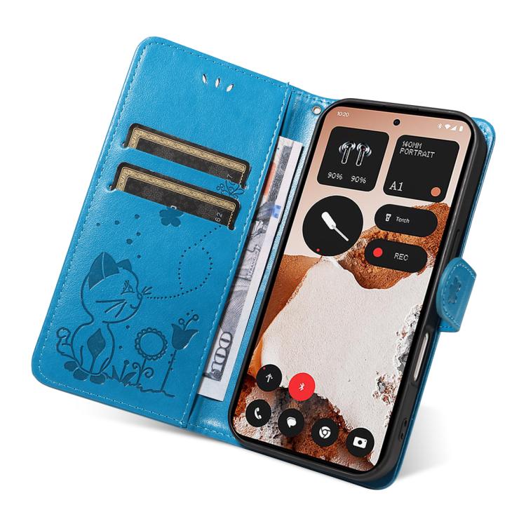 For Nothing CMF Phone 2 Pro Cat and Bee Embossed Flip Leather Phone Case