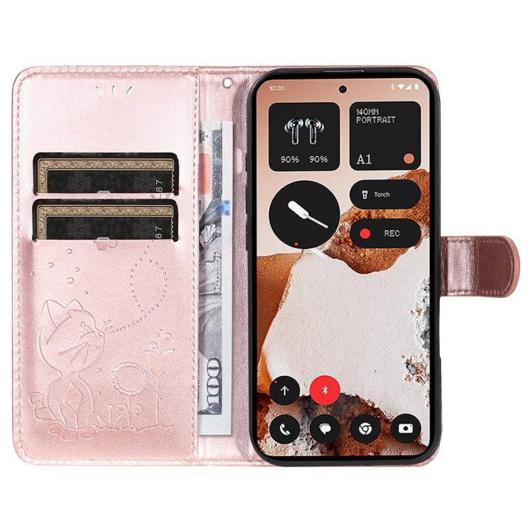 For Nothing CMF Phone 2 Pro Cat and Bee Embossed Flip Leather Phone Case
