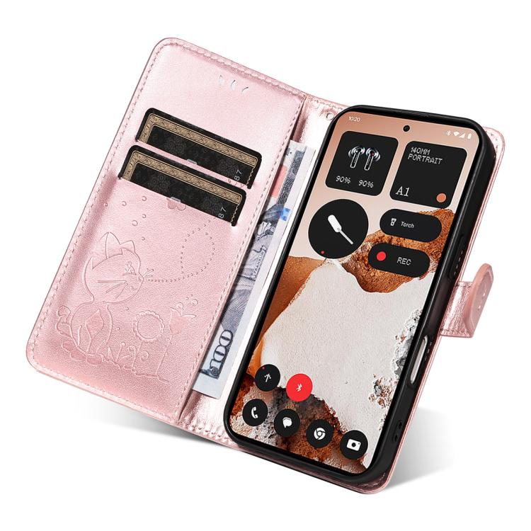 For Nothing CMF Phone 2 Pro Cat and Bee Embossed Flip Leather Phone Case